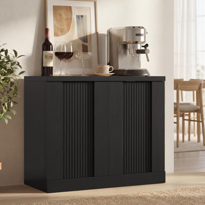 Armoire de rangement, buffet, console cannelée, buffet avec tablette réglable