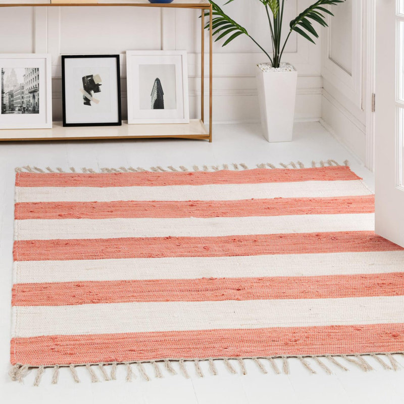 Tapis bleu marine en coton noué à la main Clerestory, Carré 7 pi 10 po