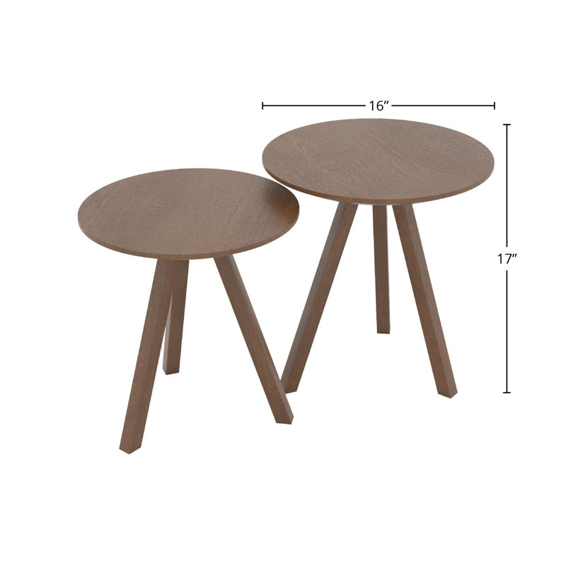 Tables gigognes en bois de frêne, H 17 po x l 16 po x P 16 po, Sapelli