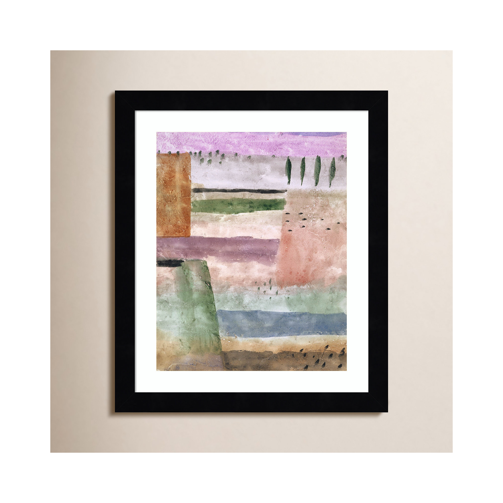 Landscape with Poplars by Paul Klee Wood Framed Wall Art Print, Black , 13" H x 11" W