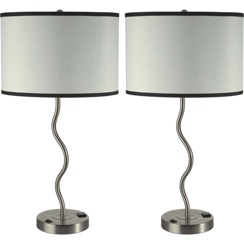 Metal Table Lamp, White/Black