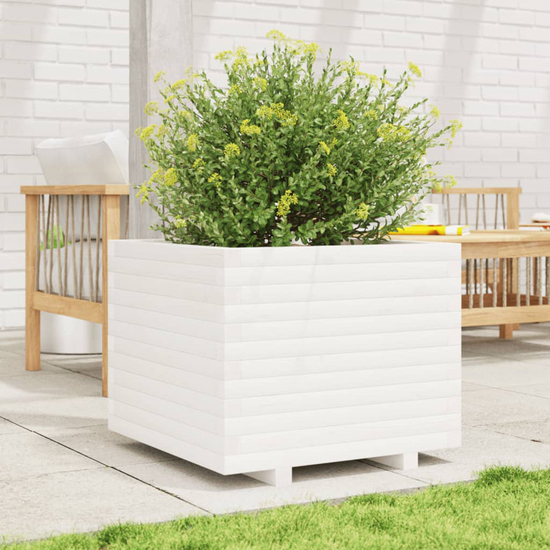 Wood Planter Box, White, 49.5cm H x 60cm W x 60cm D