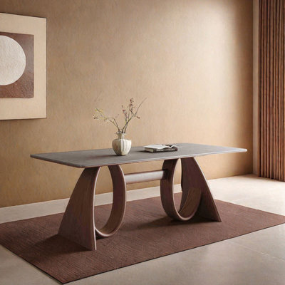 Mid-Century Nordic Rock-Board Dining Table