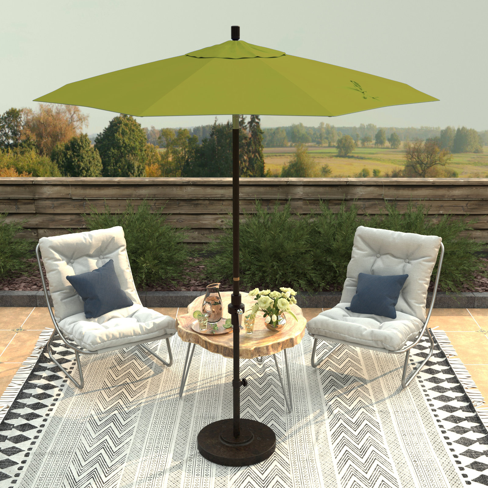 Che 90'' Outdoor Umbrella, Ginkgo Performance Canvas