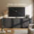 Buffet Cabinet Circle Symmetrical Doors W/ Adjustable Shelf, Set of 3, Espresso Black-956298906