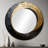 Gold Black Minimalism Spiral Poteries - Abstract Spirals Wall Mirror, Gold Round Decorative Mirror, Printed Metal Art-99620472