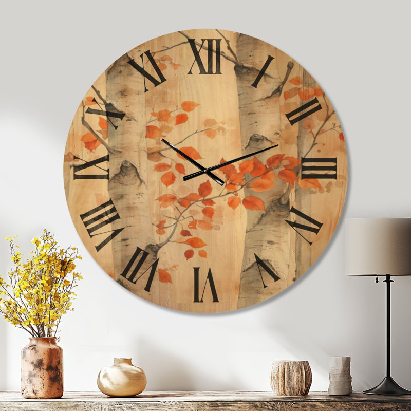 Horloge murale en bois de style ferme Amber Birch Grove, Extra Large