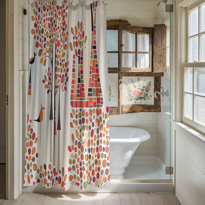 Zarmig Abstract Shower Curtain, 74"H x 71"W
