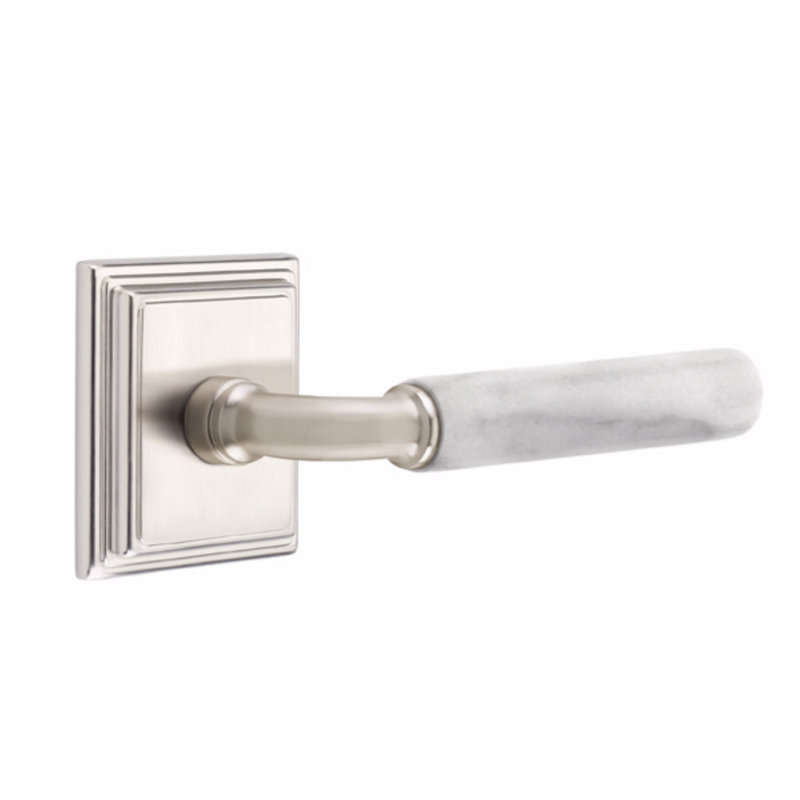 Select Round Passage (Hall & Closet) Door Lever with Square Rosette, Satin Nickel, Left