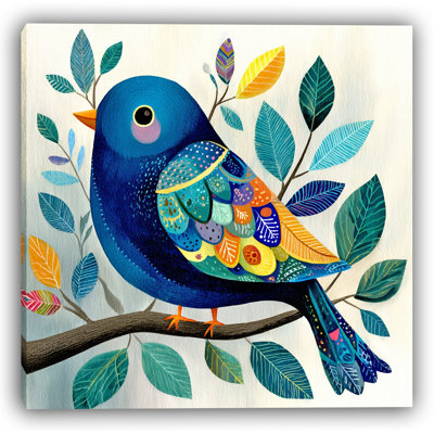 Fantaisie à plumes - Art d'oiseau coloré sur une branche