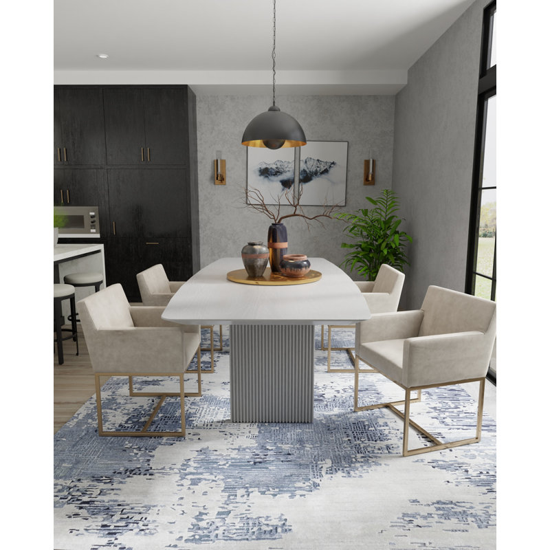 Zarah Hand Tufted Abstract Area Rug, Blue, Rectangle 9' x 12'