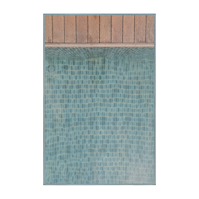 Tapis bleu/brun à motifs, Rectangle 5 pi x 7 pi