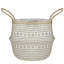 Grand panier pour le ventre en ruppie maritime 17 po beige et blanc avec poignées