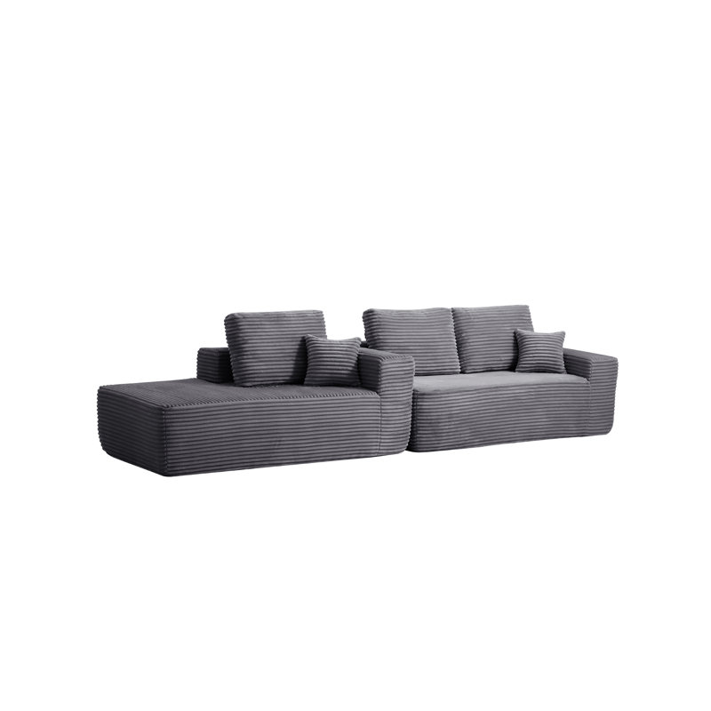 104" Cloud Sectional Sofa With L-Shape Chaise And Side Pockets, Modern Modular Design, Deep Seating, Upholstered Couch For Living Room/Bedroom, No Assembly Required (Plush Fabric), Grey, Left-Facing