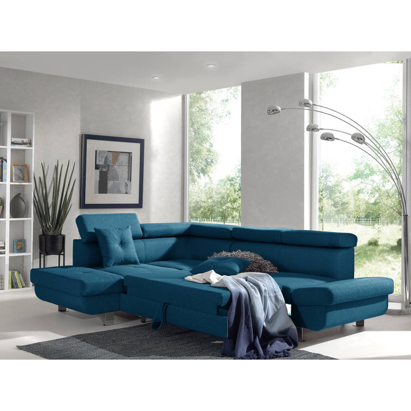 5 Seater Sofa Bed, Blue, Left Hand Facing