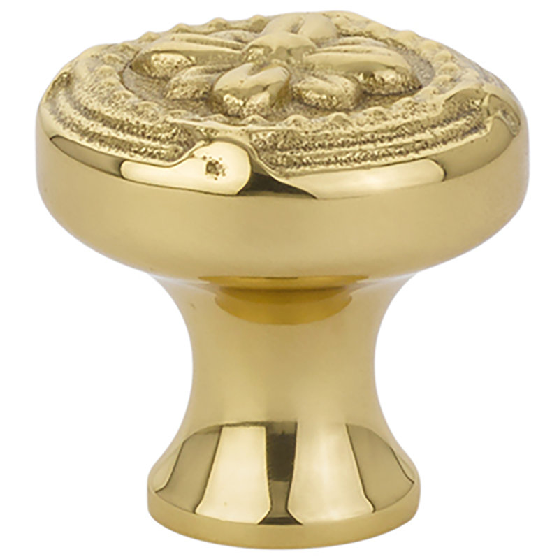 Emtek Ribbon and Reed Cabinet Knob, 1.25" H x 1.25" W x 1.25" D, Polished Brass