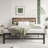 Platform Bed with Rustic Wood Headboard Metal Bed Modern Bed-86815500-122002490