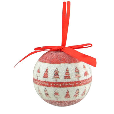 Ensemble de 10 boules de Noël incassables rouges et blanches à découpage incassables 1,75 po