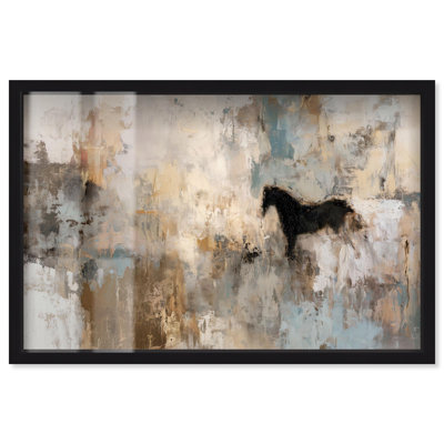 Décoration murale rétro Spirit Horse Shadowbox par Art Remedy, cadre noir, 55 x 37