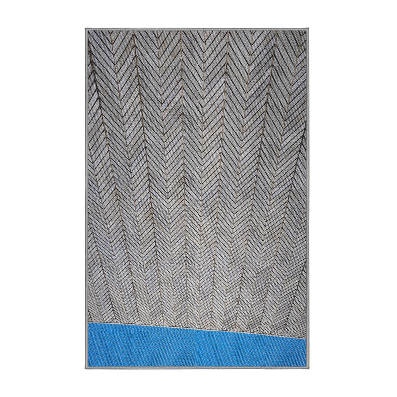 Tapis gris/bleu à motifs Jarosz, Rectangle 3 pi x 5 pi