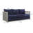 Andrei Outdoor Patio Wicker Rattan Sofa In Gray Navy