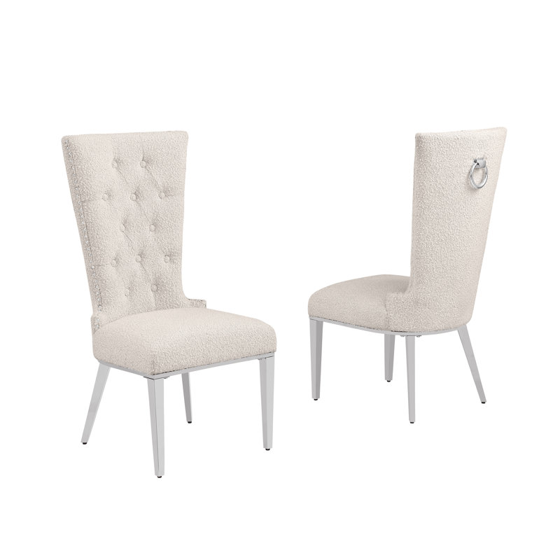 Chaises d'appoint Elegant Boucle, Crème, crème, Argent argent