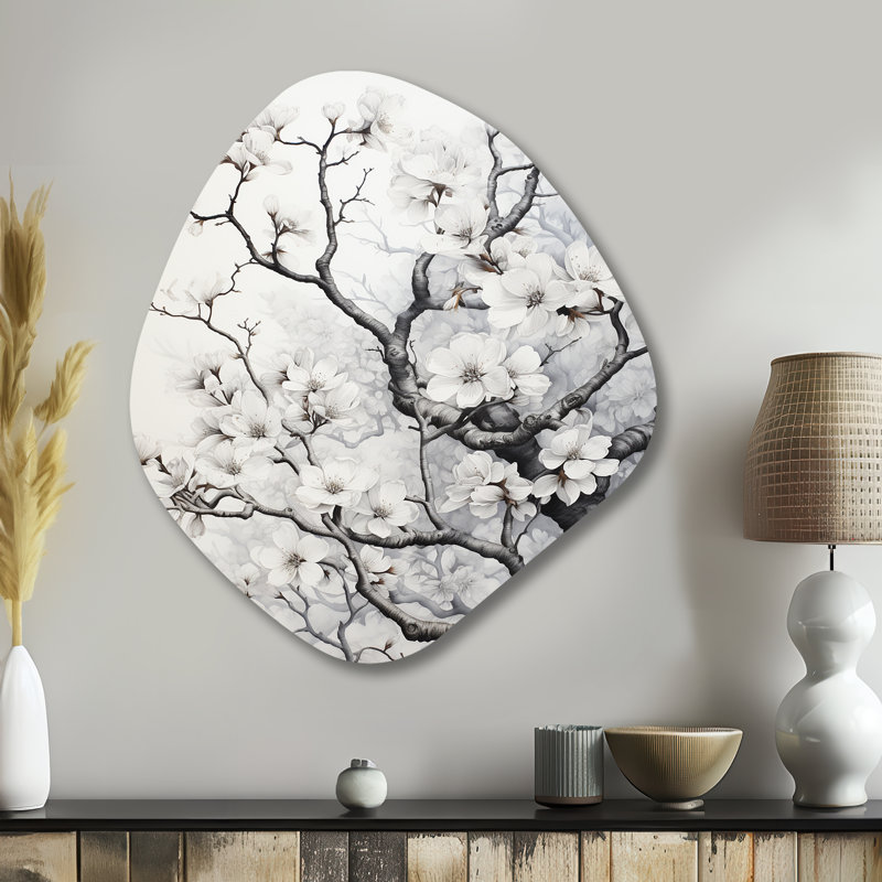 Décoration murale irrégulière gris en métal gris et graphite I - Arbres en forme de nébuleuse, H 35 po x l 31 po
