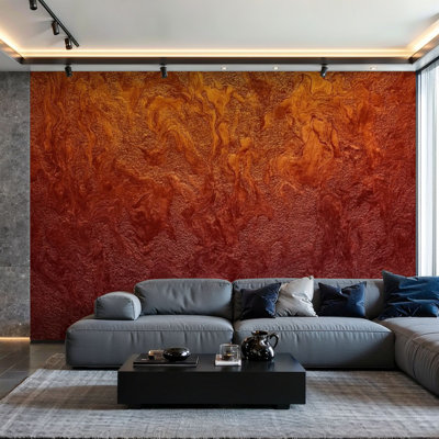 Peel and Stick Wallpaper Wall Mural Red Orange Gold Grunge Bright Autumn Holiday Glowing Gradient Ombre Wall Art Self Adhesive and Removable