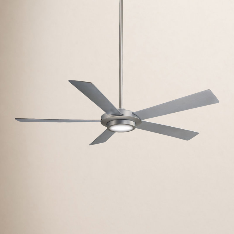 52" Sabot 5 - Blade LED Standard Ceiling Fan with Remote Control and Light Kit Included, Brushed Nickel with Silver Blades
