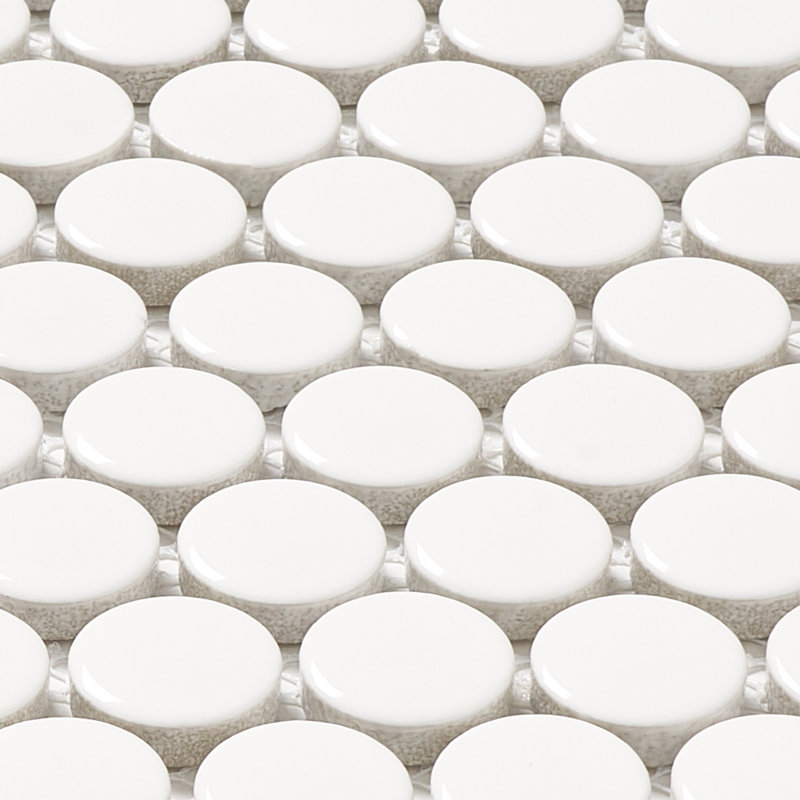 Carreau de mosaïque rond en porcelaine 0,75 "x 0,75", Noir brillant