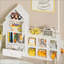 Kids Bookshelf, House-Shaped Versatile Storage for Books/Toys, Adjustable Placement, Easy Assembly | White | MDF