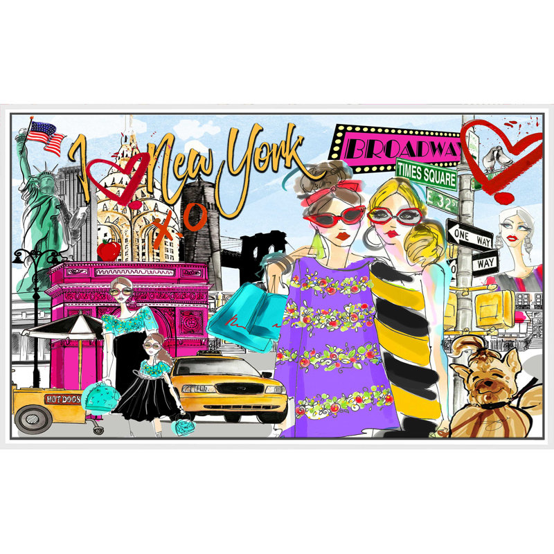 «Take Me To Broadway» par By Jodi - impression, Cadre flottant blanc, H 31,5 po x l 51,5 po x P 2 po