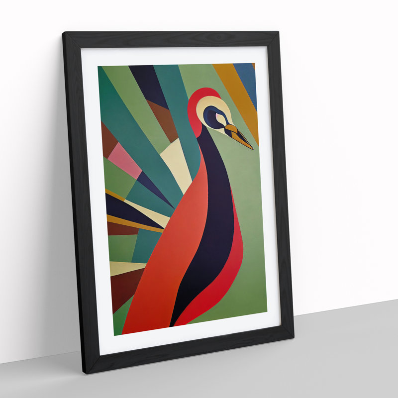 Peacock Abstract No.3 1 Piece Single Picture Frame Wall Art, 34cm H x 25cm W, Black