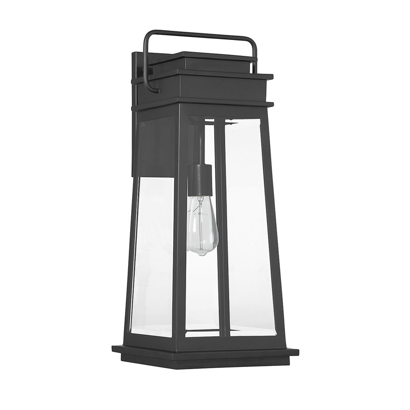 Boone 1-Light Outdoor Wall Lantern in Matte Black, 24.75" H x 10.25" W x 11.5" D