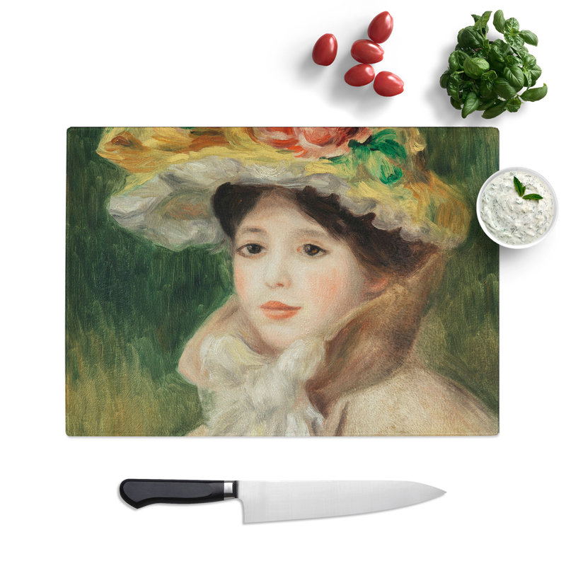 Woman with Capeline by Pierre-Auguste Renoir Chopping Board, 28.5cm W x 39cm L
