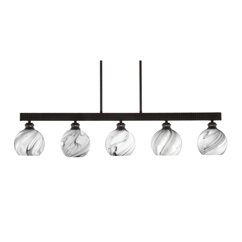 Barre d'éclairage à 5 lumières Edge avec verre tourbillon onyx de 5,75 po, Espresso