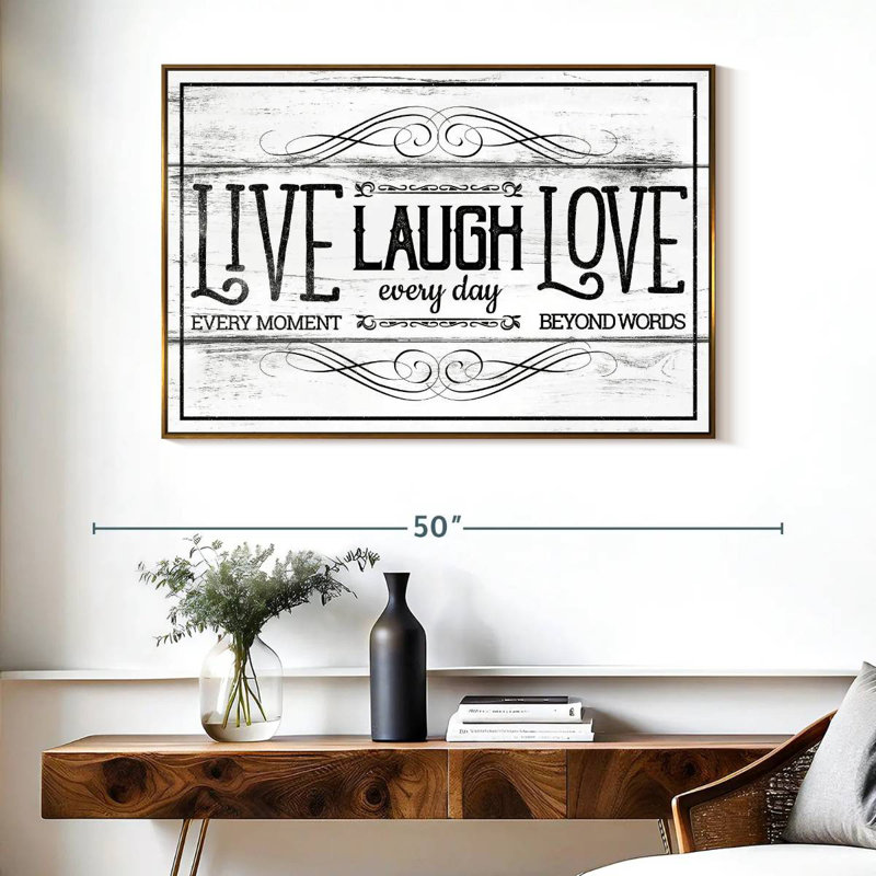 Live Laugh Love Everyday, Cadre flottant doré, 43 po x 29 po