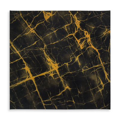 Black and Gold Marble Tablecloth - Industrial Pattern Decor