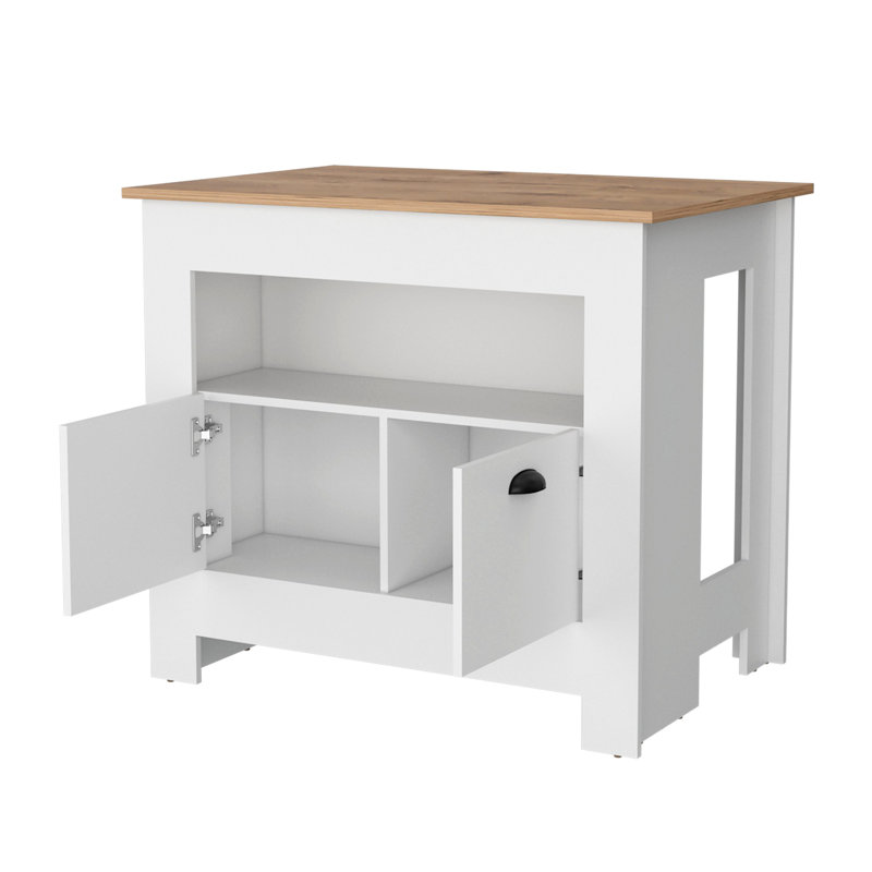 White 2-Door Kitchen Island With Extra Storage Capacity - 3 Shelves Charming Options 2 Doors &, White
