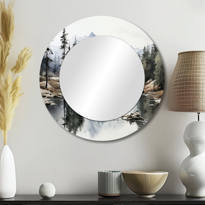 Miroir mural rond vert, vert et bleu