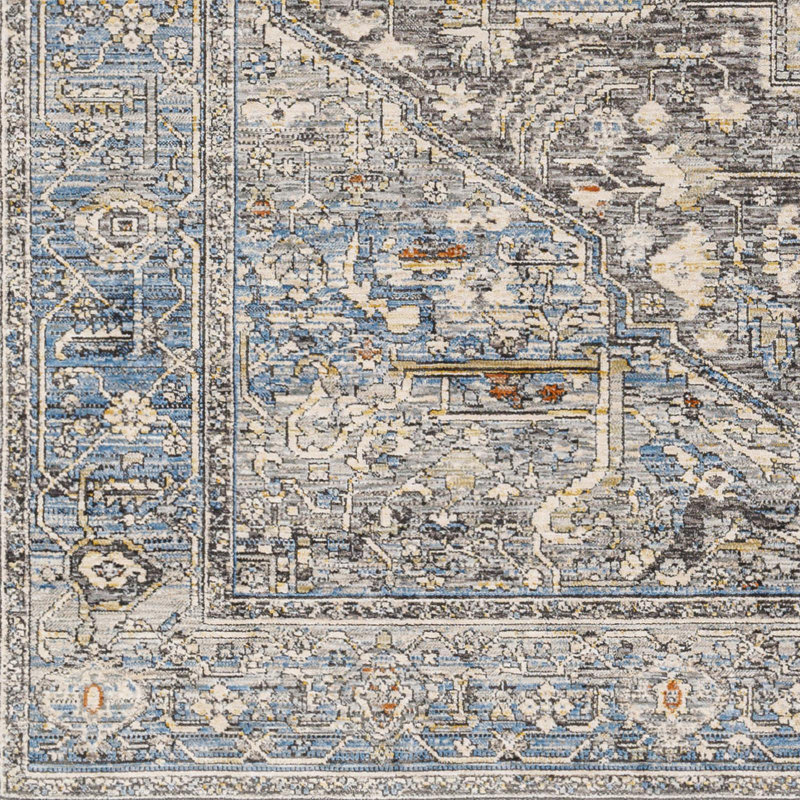 Skagway Oriental Machine Woven Polyester Area Rug in Slate, Rectangle 11'11" x 15'7"