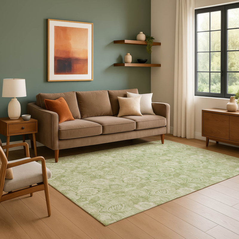 Premium Machine Washable Ralston AMF1939 Floral Rug, Rectangle 5' x 7'6"