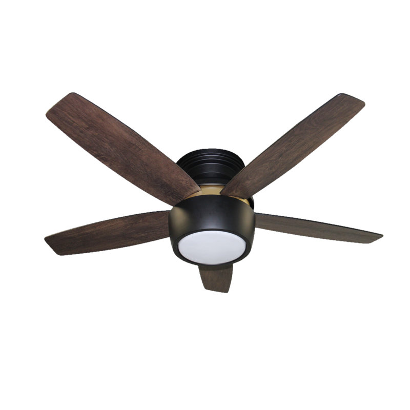 Optimal 48 inch Indoor Matte Black and Soft Gold Ceiling Fan with Integrated LED and Remote Control