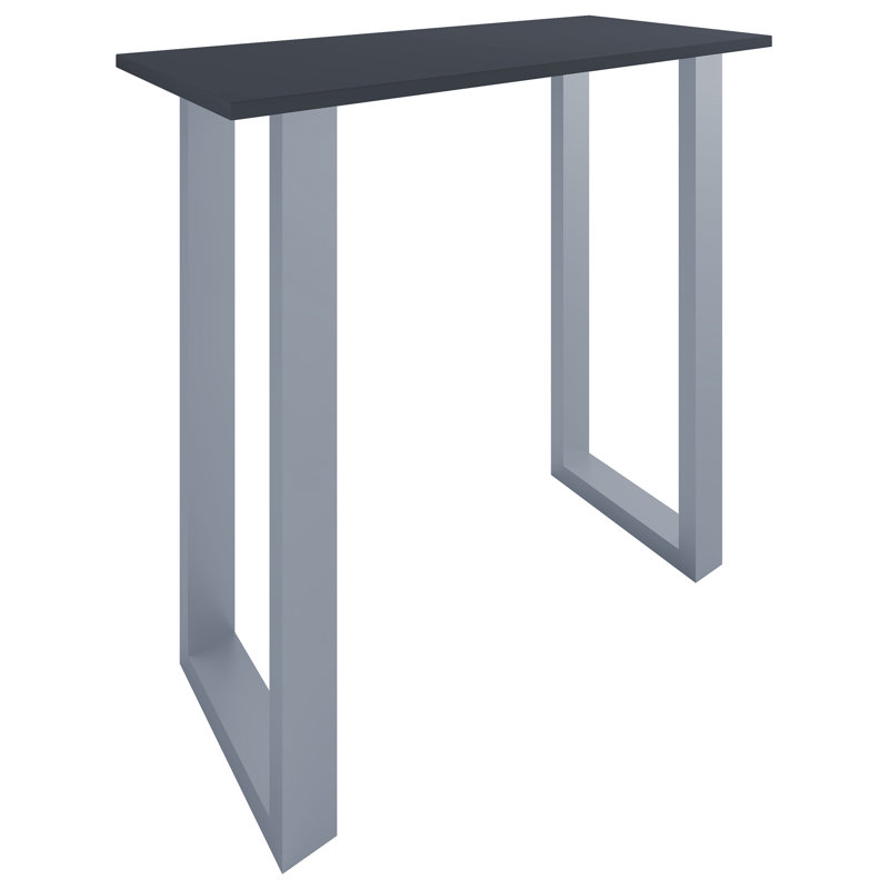 Xona Bar Table, 102cm H x 110cm W x 50cm D, Matt brushed nickel, Black