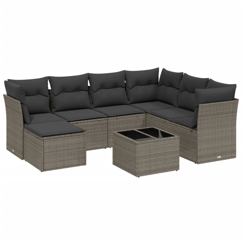  Garden Sofa Set Light Grey Poly Rattan Large Modular