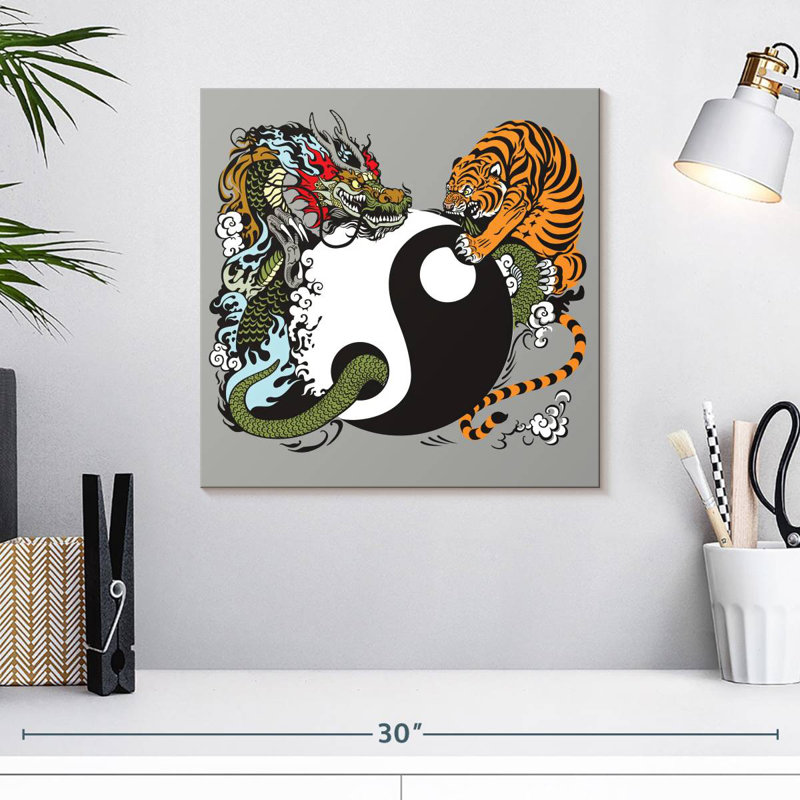 Dragon Adella et tigre Yin Yang, H 16 po x l 16 po
