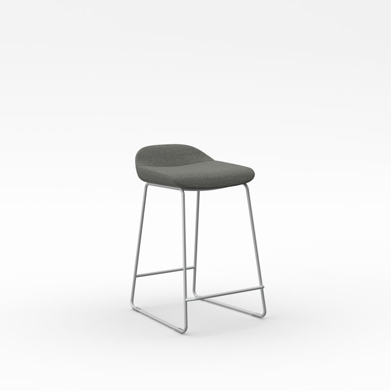 Tabouret Lilly , Mélange de polyester Gibraltar, Argent, Tabouret de comptoir (siège d'une hauteur de 24 p