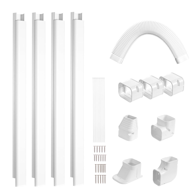 White PVC Mini Split Line Set Cover with Complete Accessories