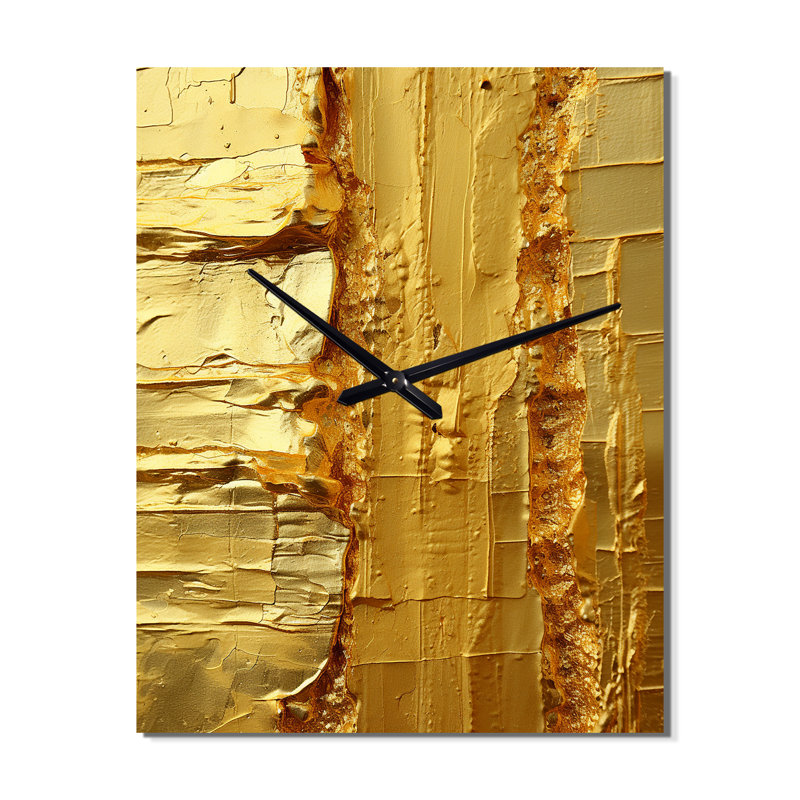 Ancienne opulence rétro or abstrait III - Peinture abstraite horloge murale moderne, Grand