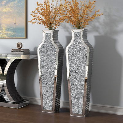 DeGrailly Crystal Glass Floor Vase 2pcs